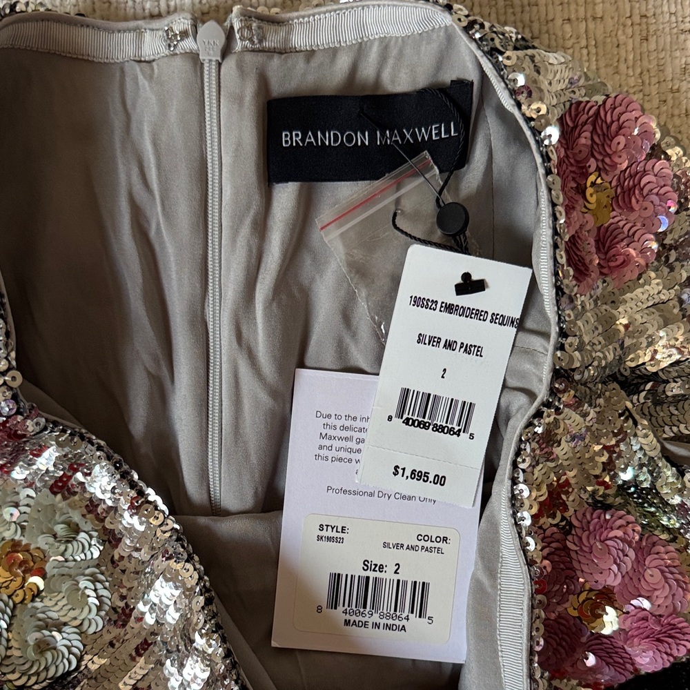 Brandon Maxwell Sequin Floral Mini Skirt - Picture 2 of 5